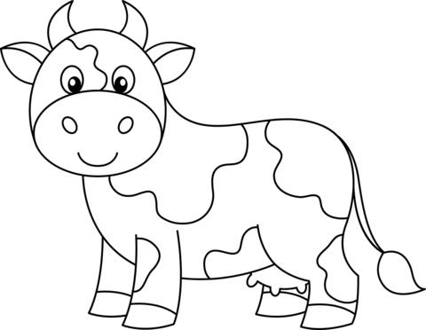 Cute Cow Coloring Page